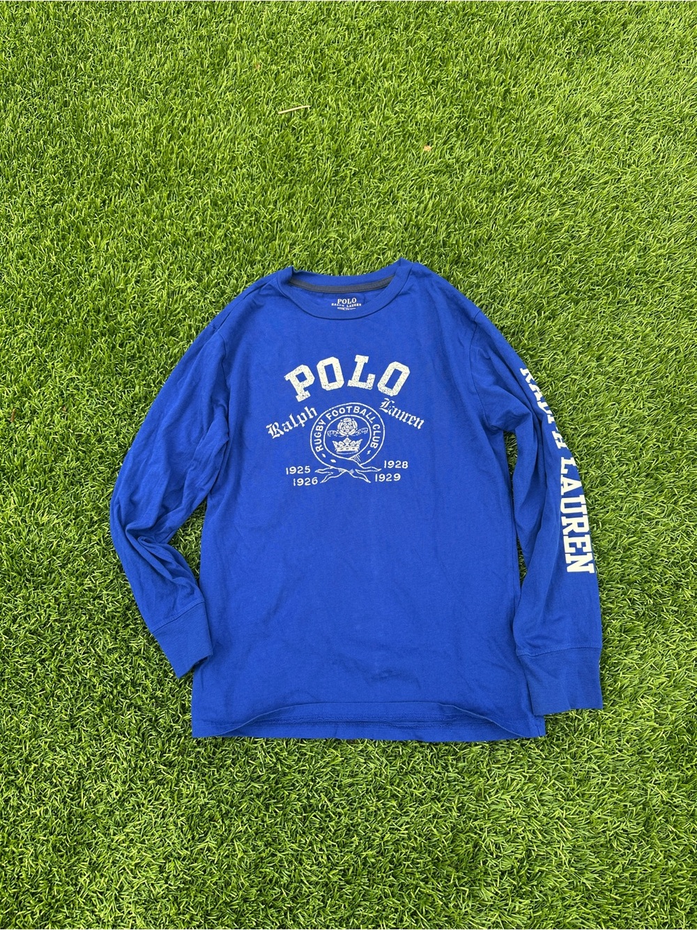 Polo Ralph Lauren Boys Blue Long Sleeve Graphic Shirt Size M 10-12